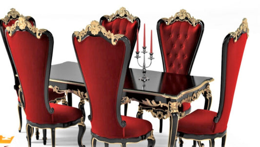 Crown Hand Carved Royal Victorian Dining Table Set – handcrafted solid wood furniture