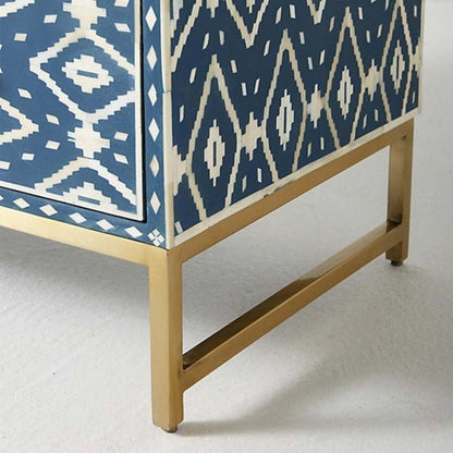 Diamond Bone Inlay Chest of 3 Drawers Dresser – handcrafted solid wood furniture