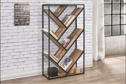DONSOL Industrial Rustic Diagonal Bookcase – handcrafted solid wood furniture