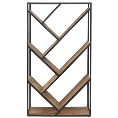 DONSOL Industrial Rustic Diagonal Bookcase – handcrafted solid wood furniture