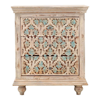Dunstable Floral Hand - carved Solid Wood 3 Drawer Dresser – handcrafted solid wood furniture