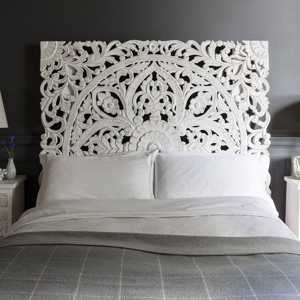 Hand Carved Wooden Bedhead and Headboard King 76 W x 70 H
