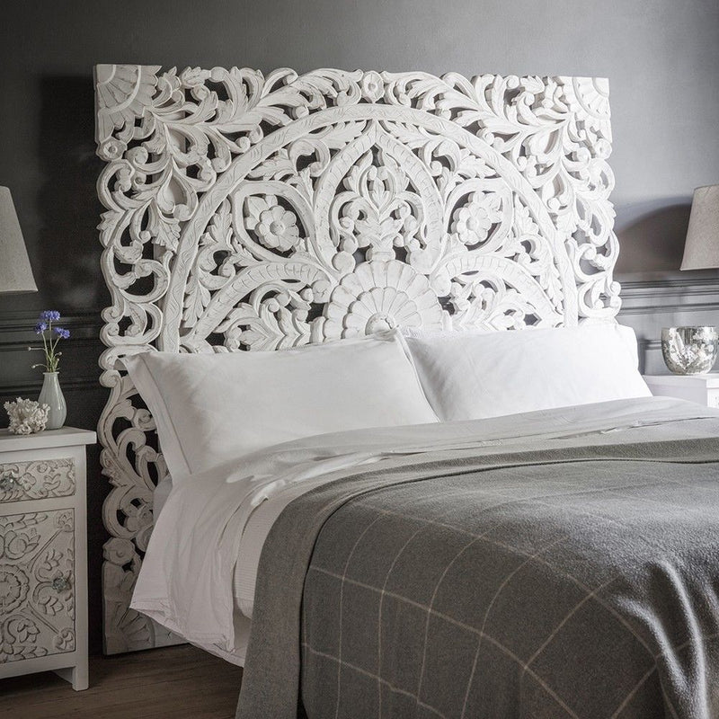 Hand Carved Wooden Bedhead and headboard