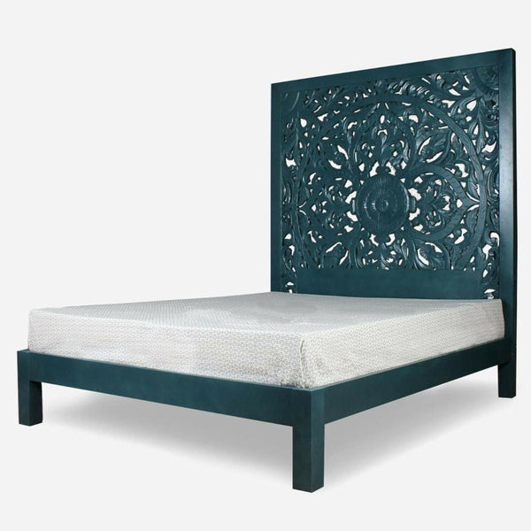 Dynasty Carved Indian Solid Wood Bed Frame