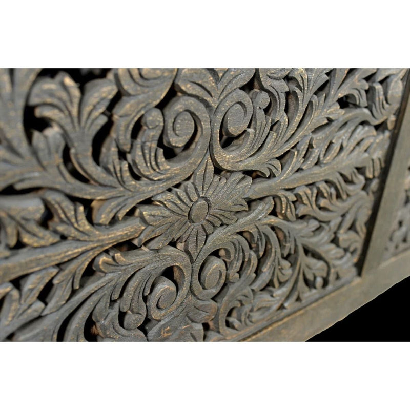Sasha - Estructura de cama de madera maciza india tallada a mano