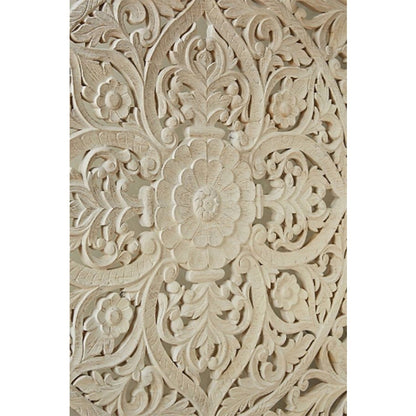Dynasty Hand Carved Indian Solid Wooden Bed Frame White – handcrafted solid wood furniture