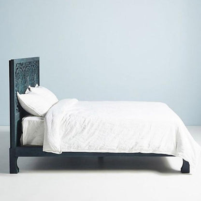 Dynasty Low Line Hand Carved Indian Wooden Bed Frame - DLLHCBF – handcrafted solid wood furniture