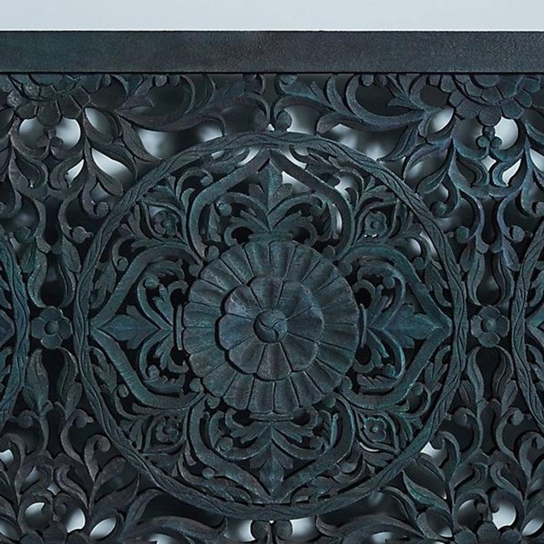 Dynasty Low Line Hand Carved Indian Wooden Bed Frame - DLLHCBF – handcrafted solid wood furniture