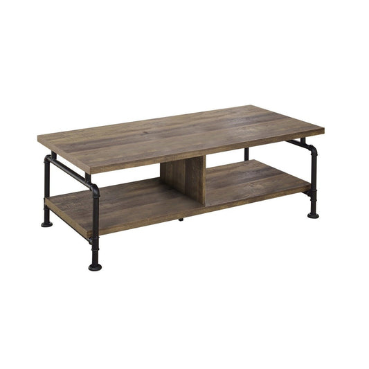 EL NIDO Industrial Shelf Storage Coffee Table Black – handcrafted solid wood furniture