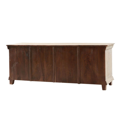 EVA Hand - carved Solid Wood White Distressed TV Media Stand – handcrafted solid wood furniture