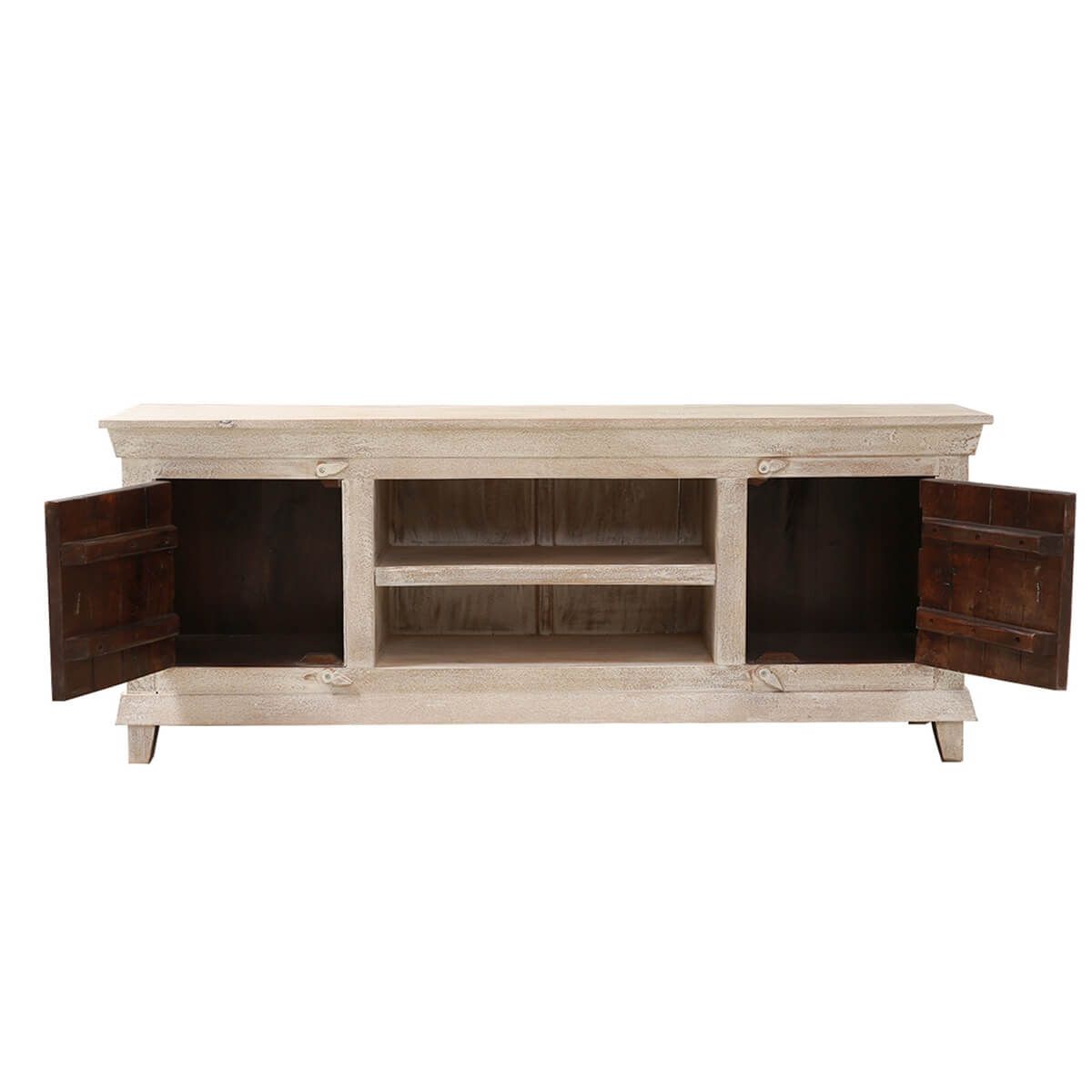 EVA Hand - carved Solid Wood White Distressed TV Media Stand – handcrafted solid wood furniture