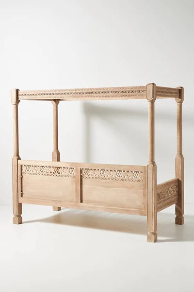 Hand Carved Canopy Style Solid Wooden Daybed / Out Door Seating