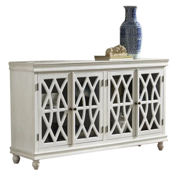 FRENCH ARCHED WHITE GLASS DOOR SIDEBOARD-180-40-90