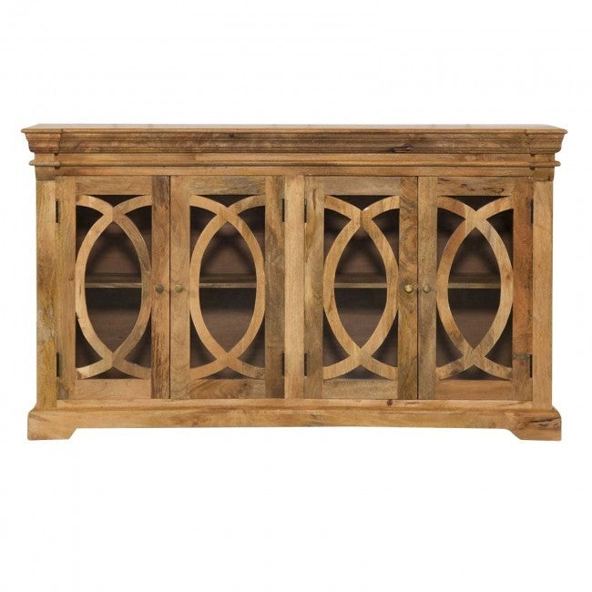FRENCH ARCHED NATURAL GLASS DOOR SIDEBOARD-180-40-90