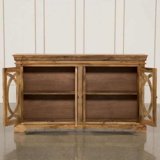 FRENCH ARCHED NATURAL GLASS DOOR SIDEBOARD