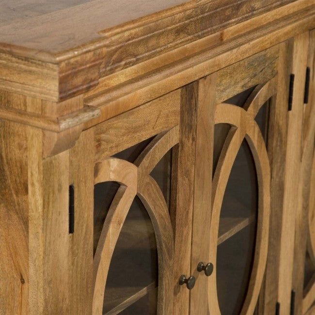 FRENCH ARCHED NATURAL GLASS DOOR SIDEBOARD