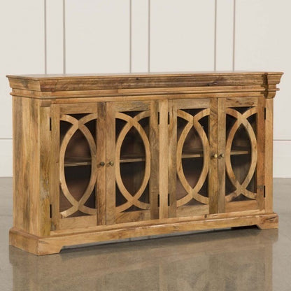 FRENCH ARCHED NATURAL GLASS DOOR SIDEBOARD