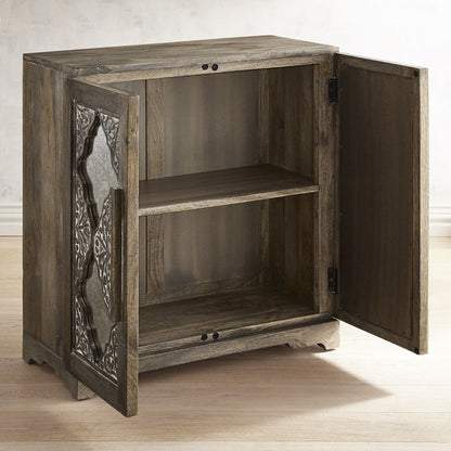 FRENCH ARCHED CARVED MIRROR DOOR SIDEBOARD-Black wash