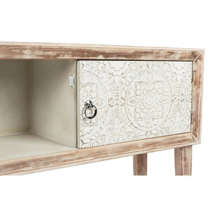 Floral Design Hand Carved Solid Wood Hall Side Table – handcrafted solid wood furniture