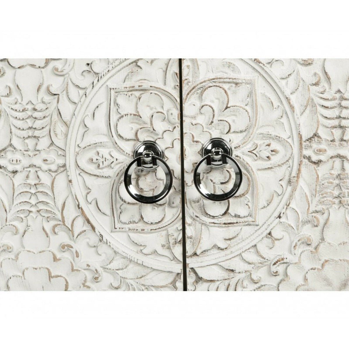 Floral Design Hand Carved Solid Wood Hall Side Table – handcrafted solid wood furniture