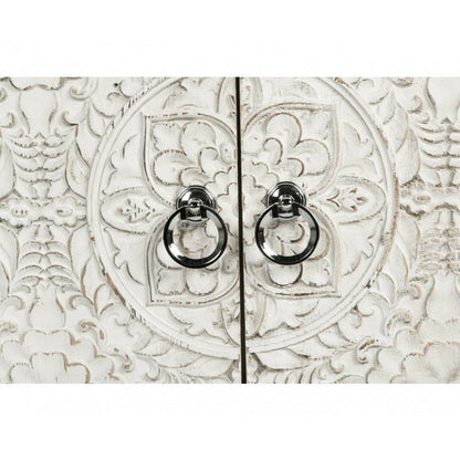 Floral Design Hand Carved Solid Wood Hall Side Table – handcrafted solid wood furniture