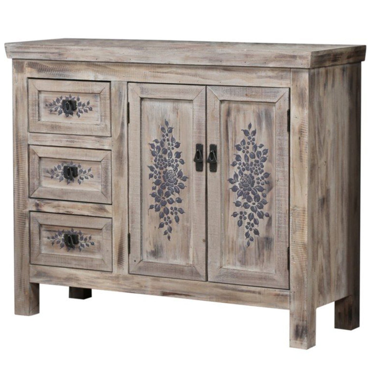 FLORE Solid Mango Wood Hand Carved Cabinet – handcrafted solid wood furniture