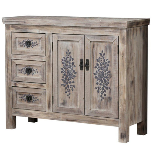 FLORE Solid Mango Wood Hand Carved Cabinet – handcrafted solid wood furniture