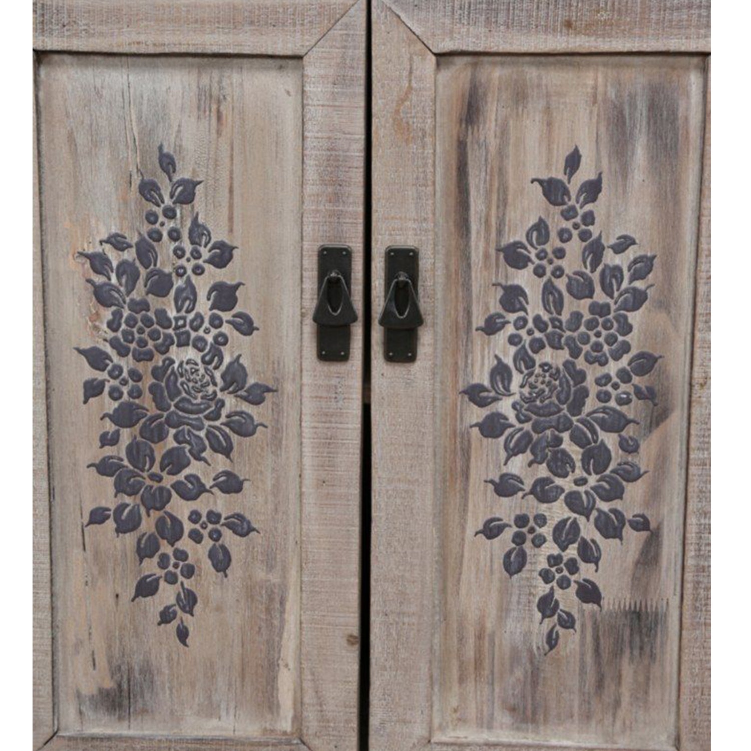 FLORE Solid Mango Wood Hand Carved Cabinet – handcrafted solid wood furniture