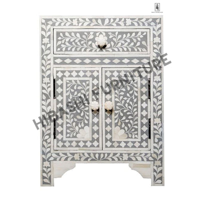 Fontana Infinity Bone inlay Bedside Table by Hibashi Furniture – handcrafted solid wood furniture made in India