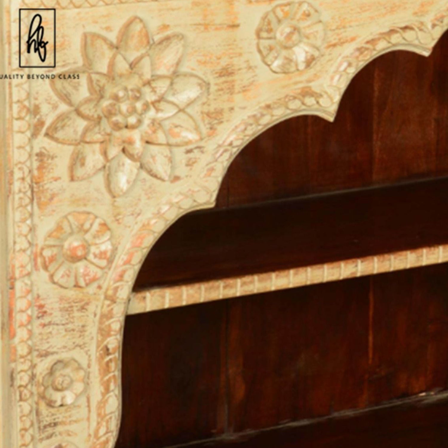 FORIST Solid Mango Wood Hand Carved Bookcase by Hibashi Furniture – handcrafted solid wood furniture made in India
