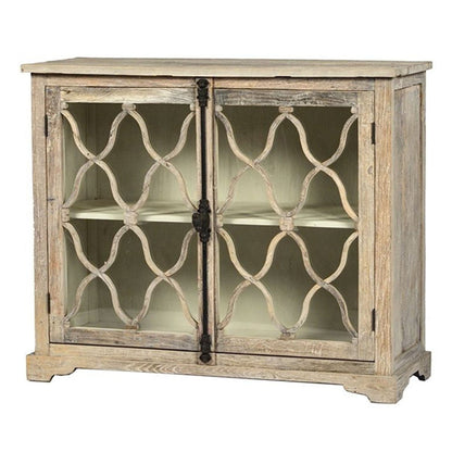 FRENCH ARCHED CARVED GLASS DOOR SIDEBOARD WHITEWASH by Hibashi Furniture – handcrafted solid wood furniture made in India
