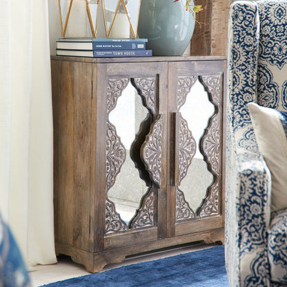 FRENCH ARCHED CARVED MIRROR DOOR SIDEBOARD - Honey – handcrafted solid wood furniture