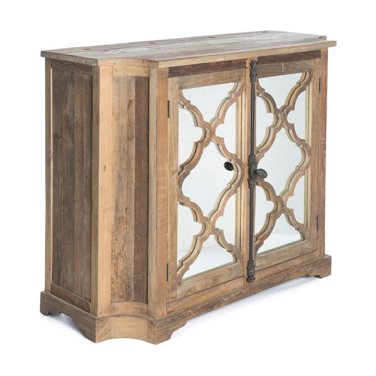 French Arched Mirror Doors Natural Sideboard Table by Hibashi Furniture – handcrafted solid wood furniture made in India