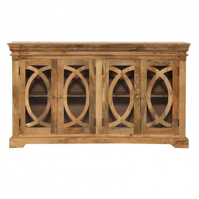 FRENCH ARCHED NATURAL GLASS DOOR SIDEBOARD – handcrafted solid wood furniture