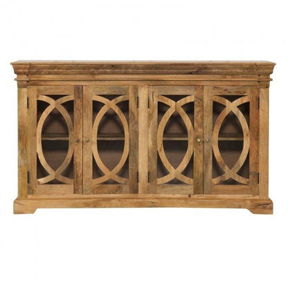 FRENCH ARCHED NATURAL GLASS DOOR SIDEBOARD – handcrafted solid wood furniture