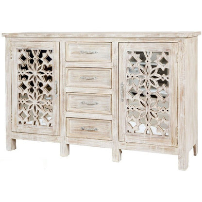 FRENCH ARCHED WITH 4 DRAWERS AND MIRROR DOOR SIDEBOARD – handcrafted solid wood furniture