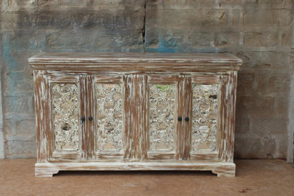 French Arched Wood Sideboards with Mirrored Doors by Hibashi Furniture – handcrafted solid wood furniture made in India