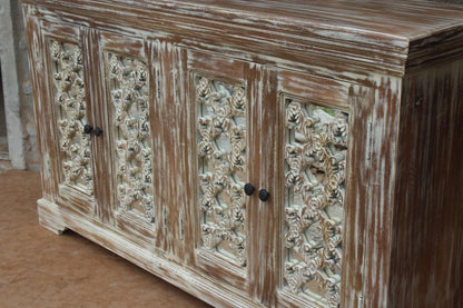 French Arched Wood Sideboards with Mirrored Doors by Hibashi Furniture – handcrafted solid wood furniture made in India