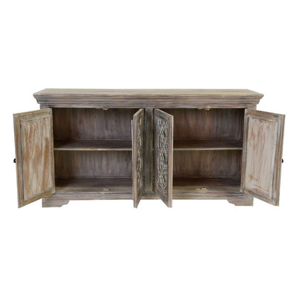French Arched Wood Sideboards with Mirrored Doors by Hibashi Furniture – handcrafted solid wood furniture made in India