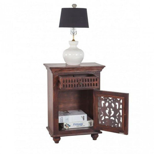 French Hand Carved Pair of Bedsides 2 pcs by Hibashi Furniture – handcrafted solid wood furniture made in India