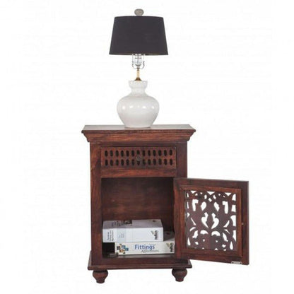 French Hand Carved Pair of Bedsides 2 pcs by Hibashi Furniture – handcrafted solid wood furniture made in India