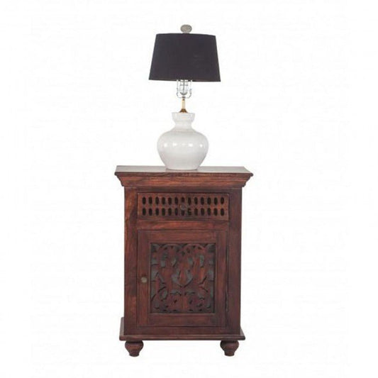 French Hand Carved Pair of Bedsides 2 pcs by Hibashi Furniture – handcrafted solid wood furniture made in India