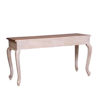 French Reclaimed Wood Hand Carved Floral Hall Table – handcrafted solid wood furniture