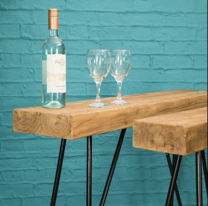 GAPAN Industrial Narrow Drinks Table – handcrafted solid wood furniture