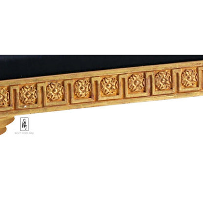 Golden Hand Carved Solid Mango Wood Day Bed by Hibashi Furniture – handcrafted solid wood furniture made in India