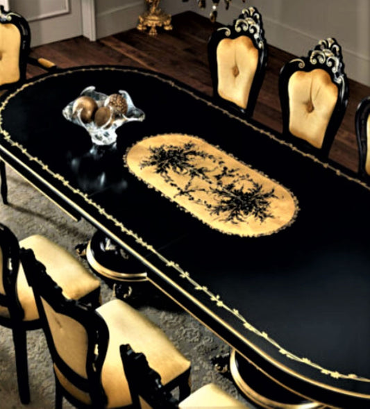 GORGUS HAND CARVED FRENCH STYLE DINING TABLE SET by Hibashi Furniture – handcrafted solid wood furniture made in India