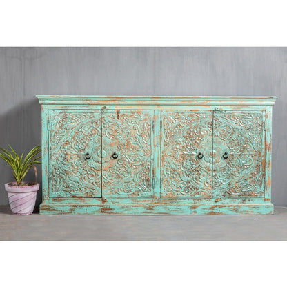 Gorus Hand Carved Solid Mango Wood Buffet Cabinet – handcrafted solid wood furniture