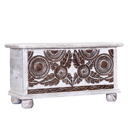 HALINA Hand Carved Storage Trunk by Hibashi Furniture – handcrafted solid wood furniture made in India