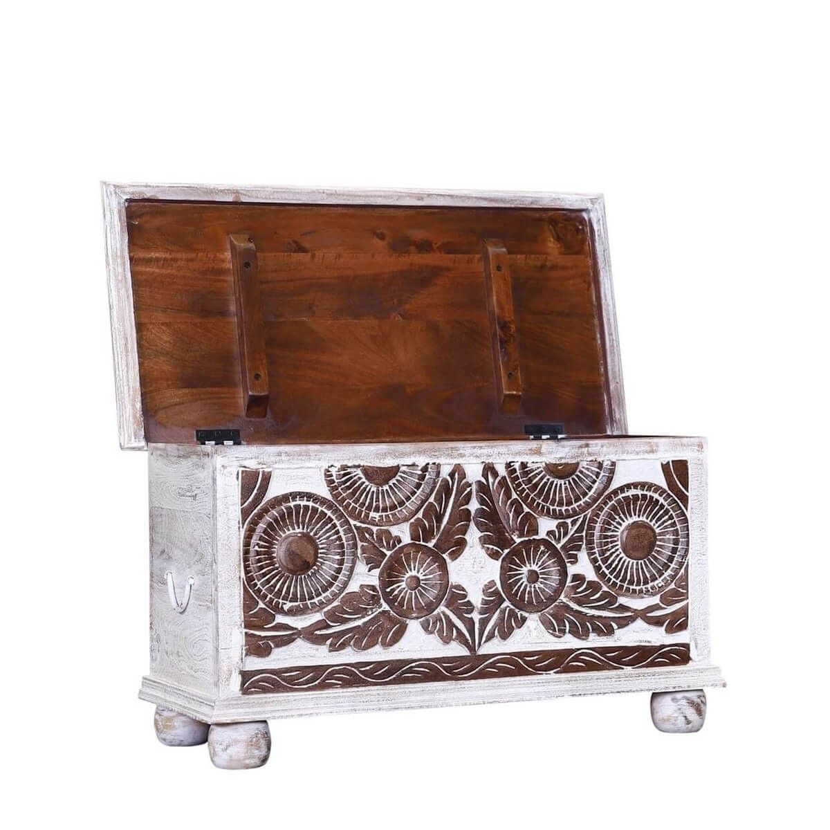 HALINA Hand Carved Storage Trunk – handcrafted solid wood furniture