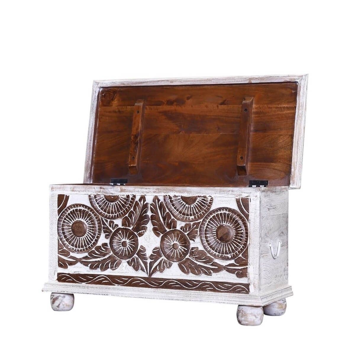 HALINA Hand Carved Storage Trunk – handcrafted solid wood furniture